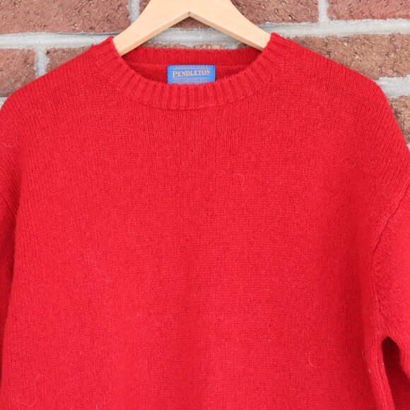 Pendleton Red Wool Sweater *100% Shetland Pure Virgin Wool * Mens Medium Vintage - Picture 4 of 16